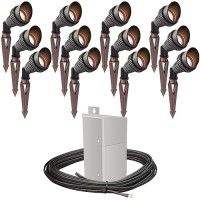 Outdoor Pro LED landscape lighting 12 spot light kit 100watt power pack photocell, mechanical timer, 160-foot cable